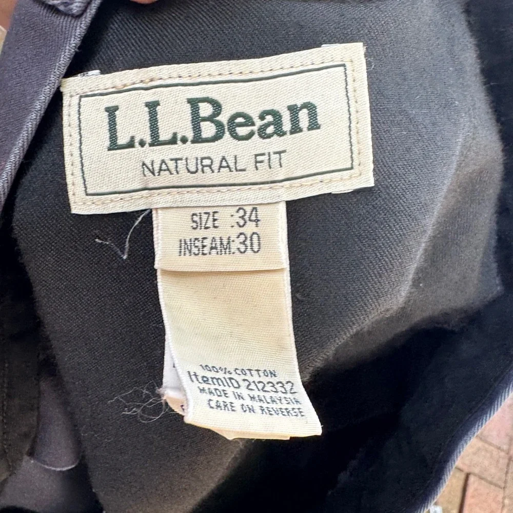 LL Bean Natural Fit Chino Pants Mens 34x30 Blue Charcoal Cotton Twill 212332